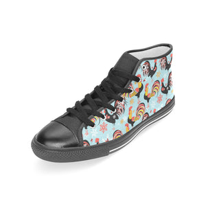 Rooster chicken cock snowfalke Women's High Top Canvas Shoes Black