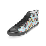 Rooster chicken cock snowfalke Women's High Top Canvas Shoes Black