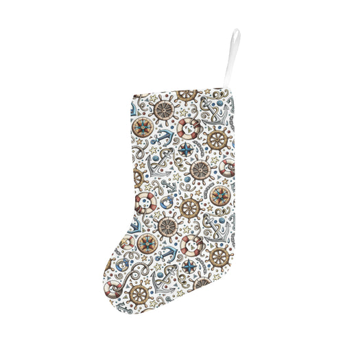 Cute nautical steering wheel anchor pattern Christmas Stocking