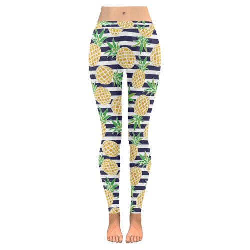 Pineapples pattern striped background Women's Legging Fulfilled In US