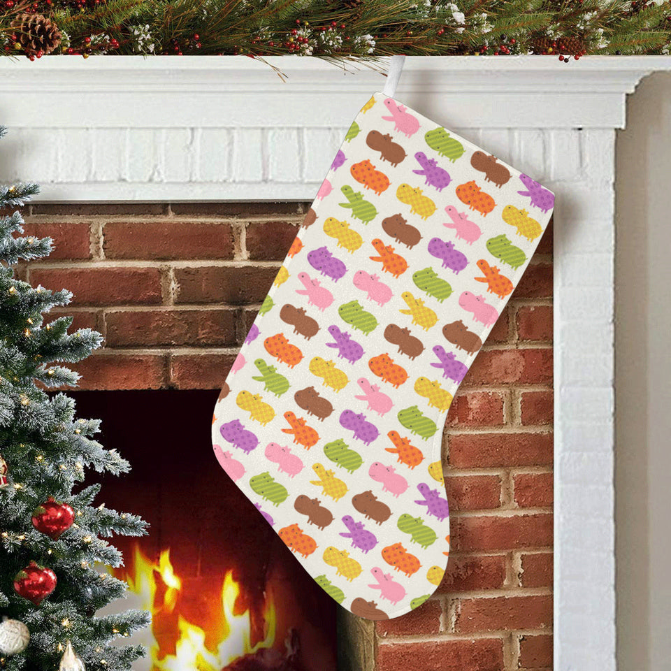 Hippopotamus Pattern Print Design 01 Christmas Stocking