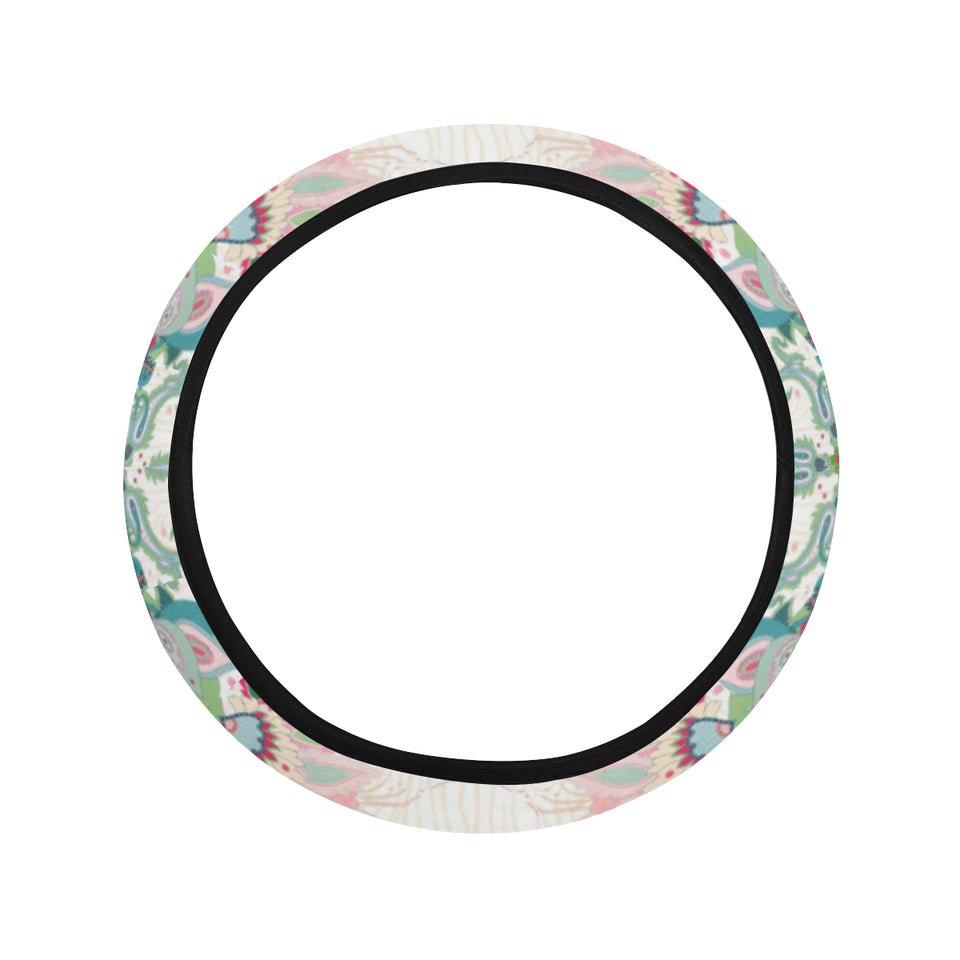 Square floral indian flower pattern Car Steering Wheel Cover
