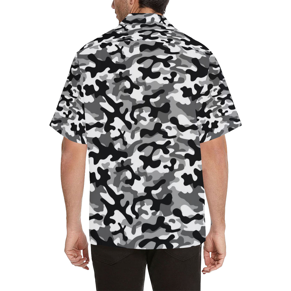 Black white camouflage pattern Men's All Over Print Hawaiian Shirt