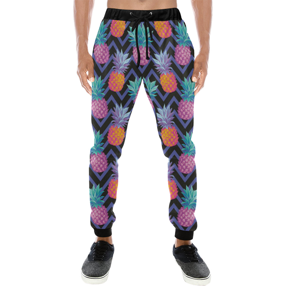 Pineapples pattern zigzag background Unisex Casual Sweatpants