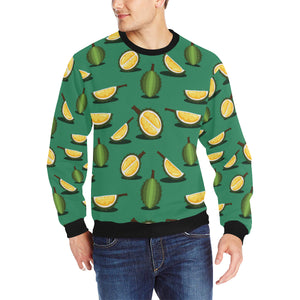 Durian pattern green background Men's Crew Neck Sweatshirt
