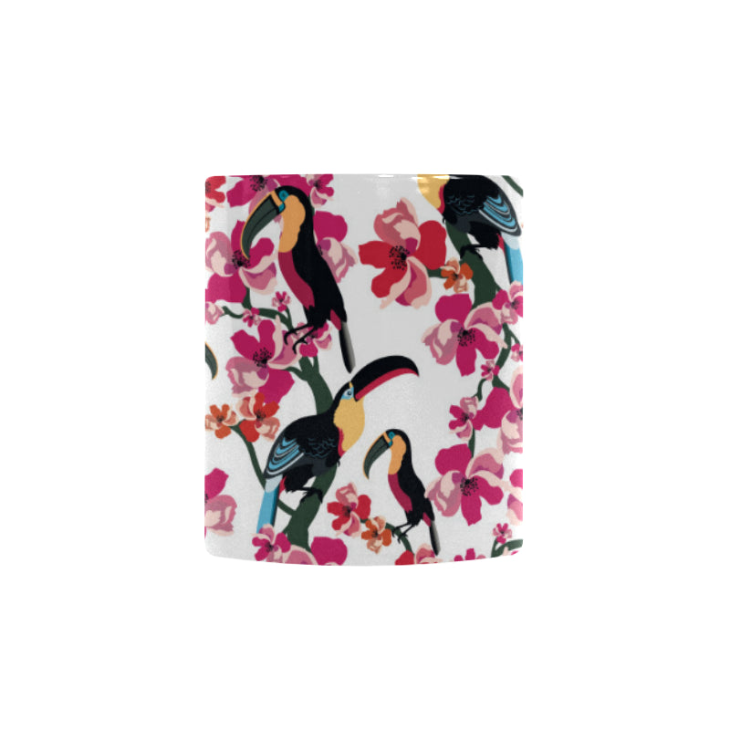 Toucan flower design pattern Morphing Mug Heat Changing Mug