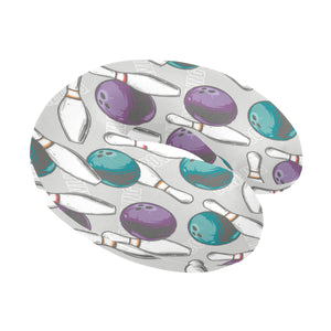 Bowling ball and pin gray background U-Shaped Travel Neck Pillow