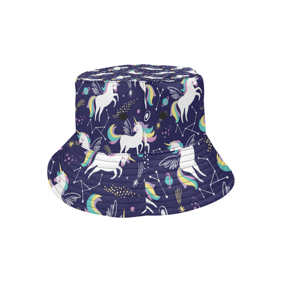 Hand drawn cute unicorn star planet Unisex Bucket Hat