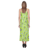 Slices of Lime design pattern V-Neck Open Fork Long Dress