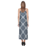 nautical steering wheel rope pattern V-Neck Open Fork Long Dress
