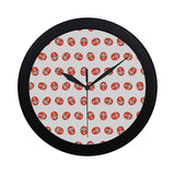 Daruma japanese wooden doll pattern Elegant Black Wall Clock