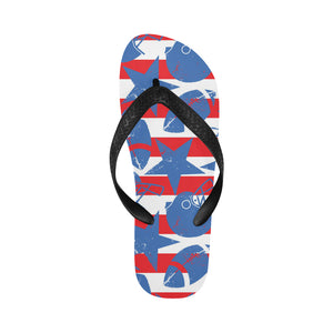 American football ball star stripes pattern Unisex Flip Flops