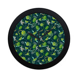 Lime ice flower pattern Elegant Black Wall Clock