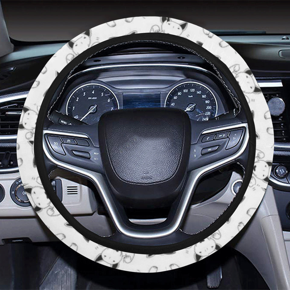 Bull Terrier Pattern Print Design 02 Car Steering Wheel Cover