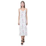 Cute poodle dog star pattern V-Neck Open Fork Long Dress