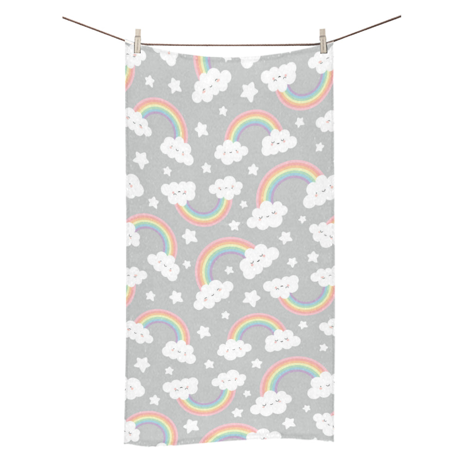 Cute rainbow clound star pattern Bath Towel