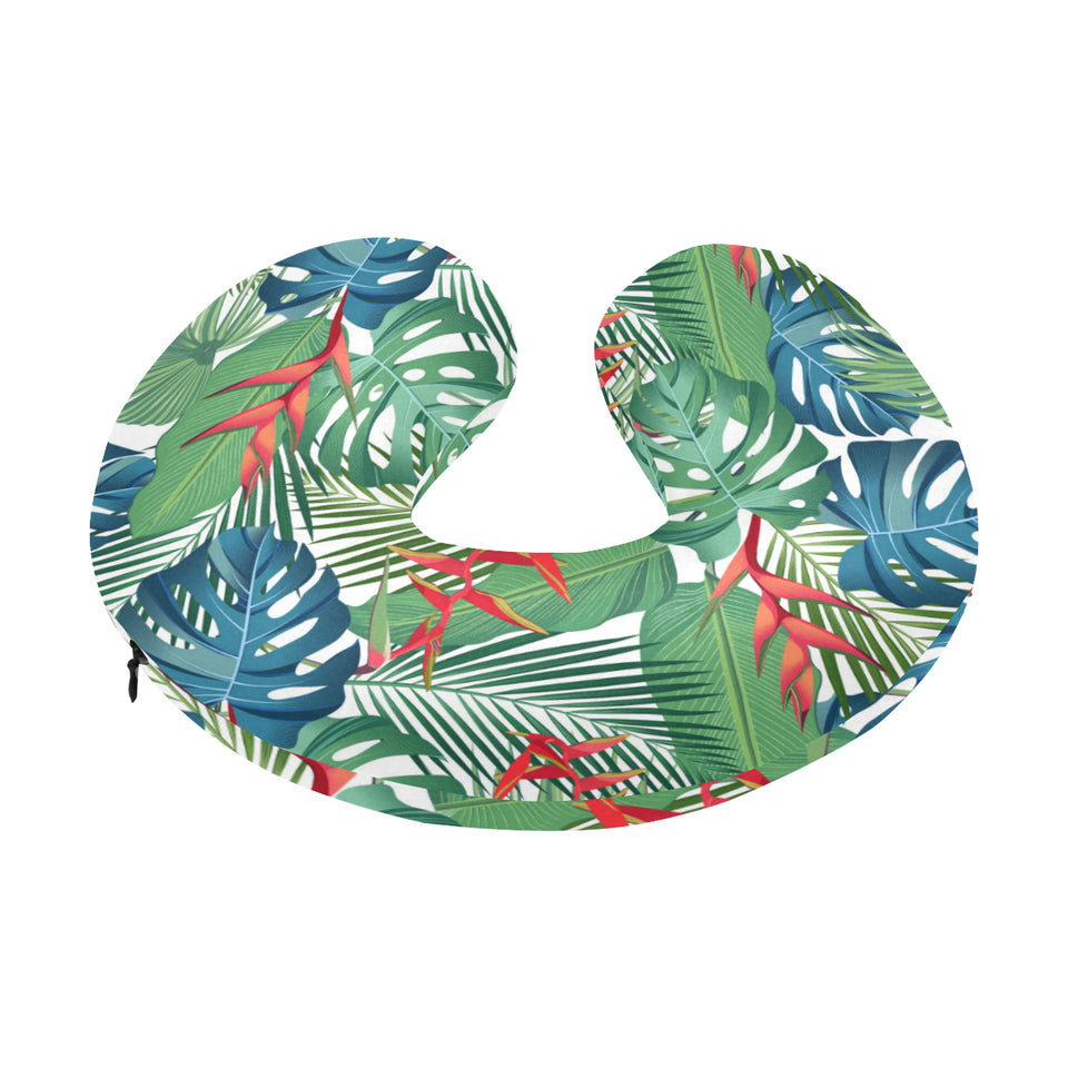 heliconia palm and monstera  leaves pattern U-Shaped Travel Neck Pillow