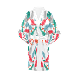 Watercolor bowling pattern Women's Short Kimono Robe