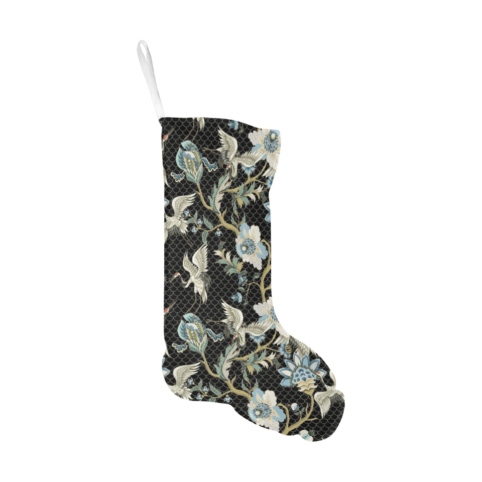 Japanese crane ornament elements Christmas Stocking
