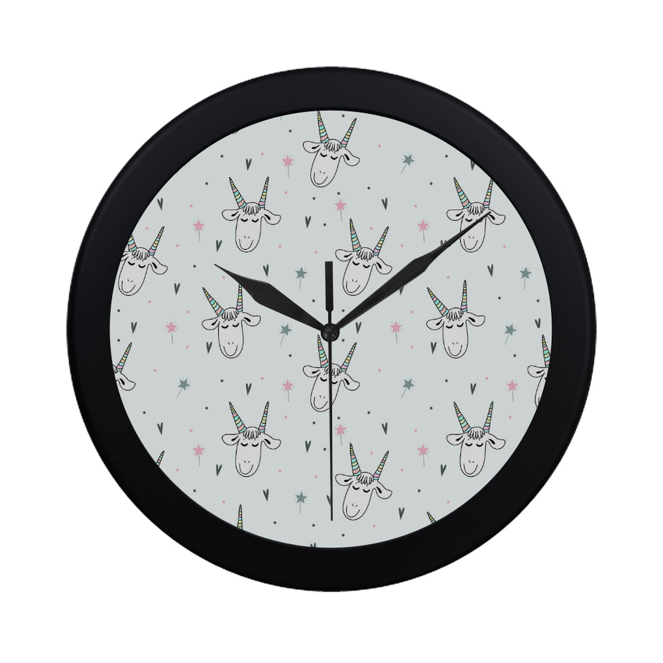 Cute goat design pattern Elegant Black Wall Clock