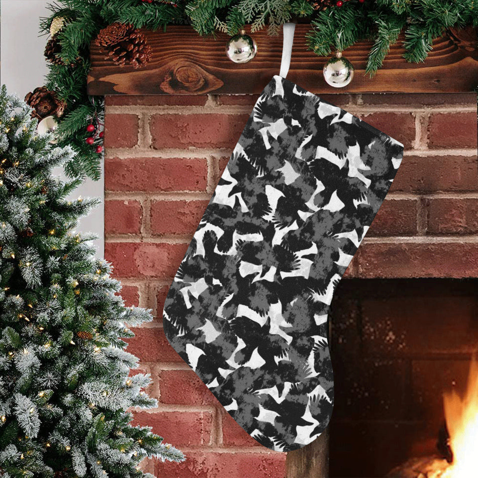 Crow illustration pattern Christmas Stocking