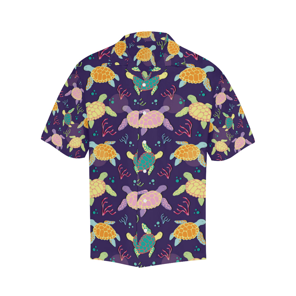 Colorful sea turtle pattern Men's All Over Print Hawaiian Shirt