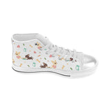 Cute Chihuahua puppie pattern Women's High Top Canvas Shoes White