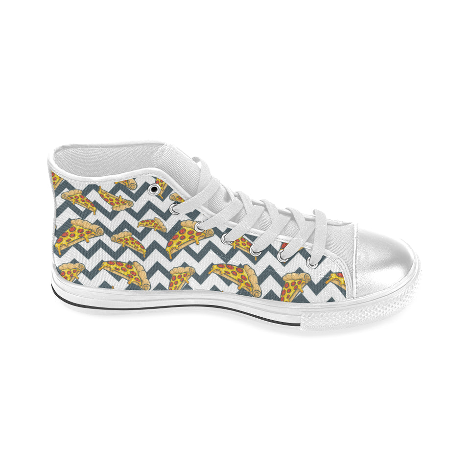 Pizza design pattern Women's High Top Canvas Shoes White