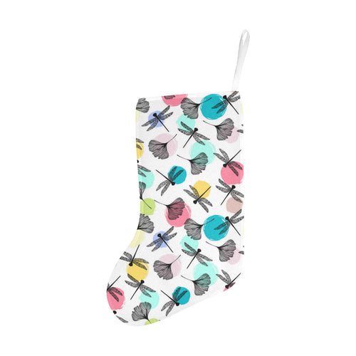 Dragonflies ginkgo leaves pattern Christmas Stocking
