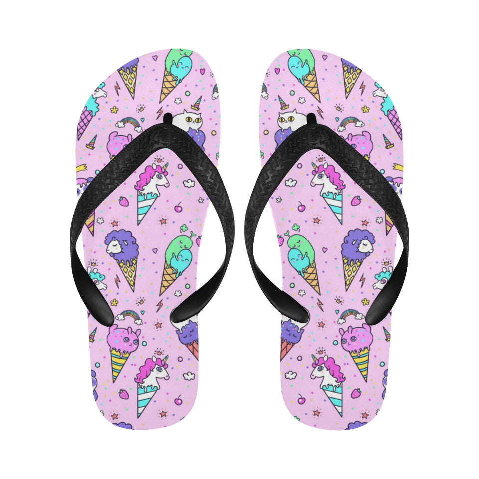 Cute ice cream cone animal pattern Unisex Flip Flops
