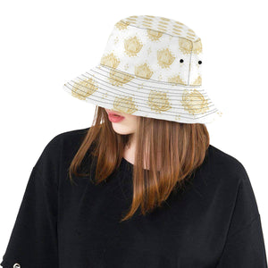 Gold Ornamental lotue waterlily symbol pattern Unisex Bucket Hat