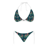 heliconia flowers, palm and monstera leaves on bla Sexy Bikinis Two-Piece Swimsuits