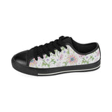 Beautiful pink lotus waterlily leaves pattern Men's Low Top Canvas Shoes Black