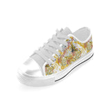 Cool Bee honeycomb leaves pattern Men's Low Top Shoes White