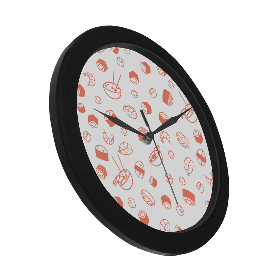 Sushi pattern Elegant Black Wall Clock