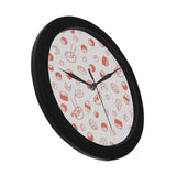 Sushi pattern Elegant Black Wall Clock