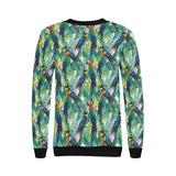 Colorful parrot exotic flower leaves Women's Crew Neck Sweatshirt