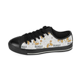 Cute beagle dog pattern background Men's Low Top Canvas Shoes Black