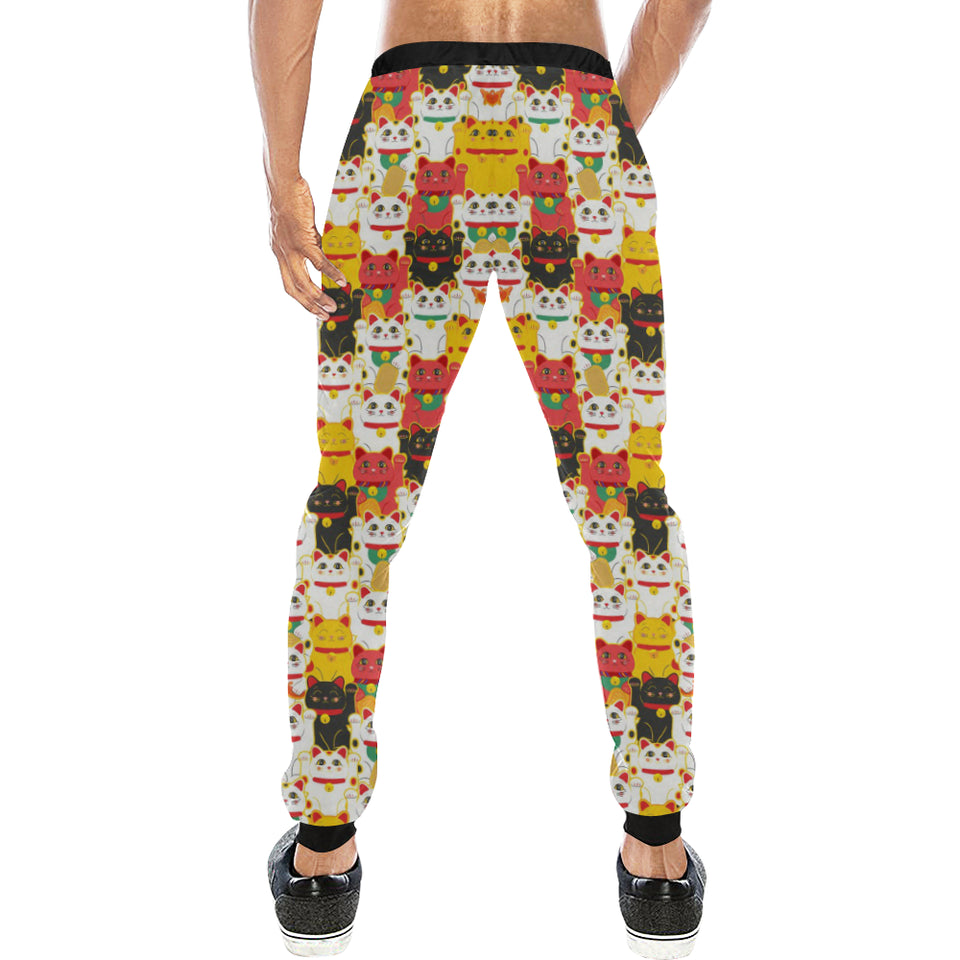 Colorful Maneki neko cat pattern Unisex Casual Sweatpants