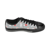 Cute polar bear christmas snow pattern Men's Low Top Canvas Shoes Black