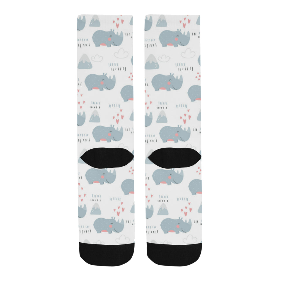 cute rhino heart pattern Crew Socks