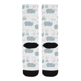 cute rhino heart pattern Crew Socks
