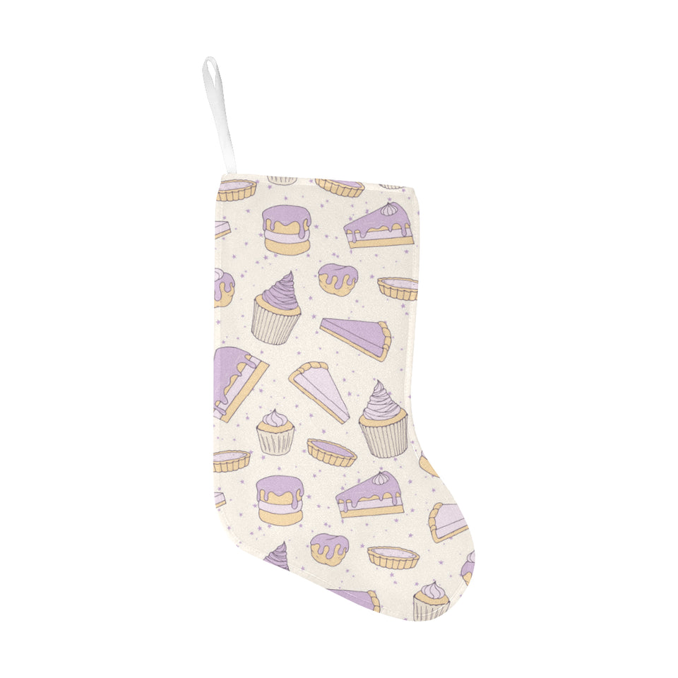 Cakes pies tarts muffins and eclairs purple bluebe Christmas Stocking