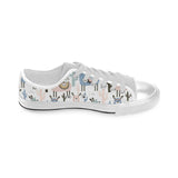lama Alpaca cactus hand drawn pattern Men's Low Top Canvas Shoes White
