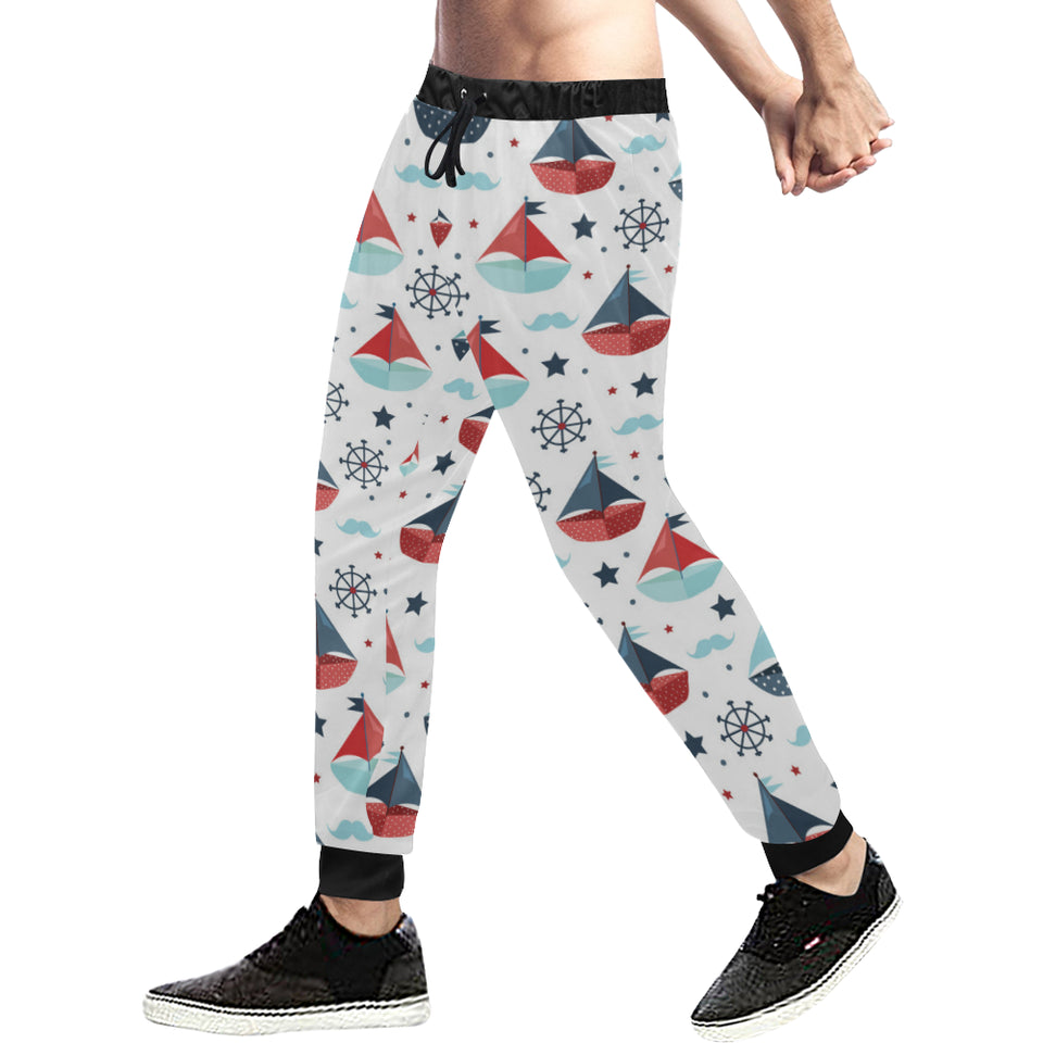 Cute color paper sailboat pattern Unisex Casual Sweatpants