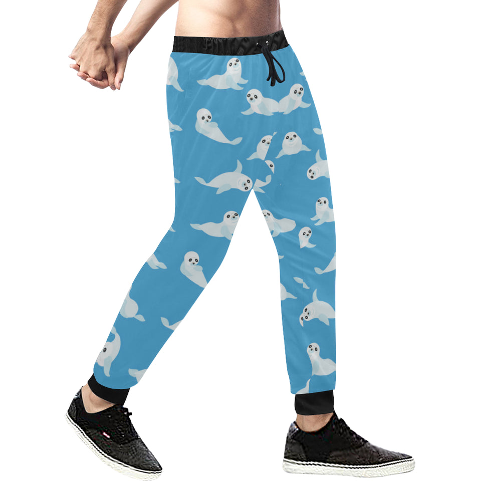 Cute sea lion seal pattern background Unisex Casual Sweatpants