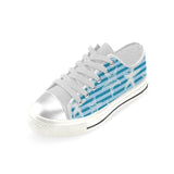 Starfish blue blackground Women's Low Top Canvas Shoes White