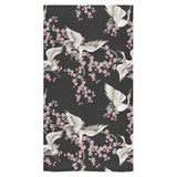 Japanese crane pink sakura pattern Bath Towel