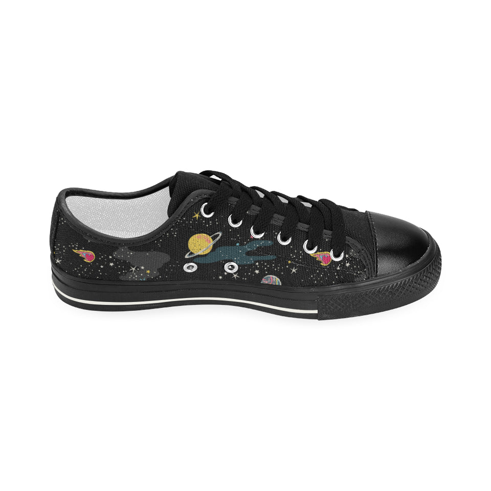space pattern Women's Low Top Canvas Shoes Black