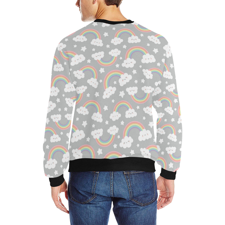 Cute rainbow clound star pattern Men's Crew Neck Sweatshirt